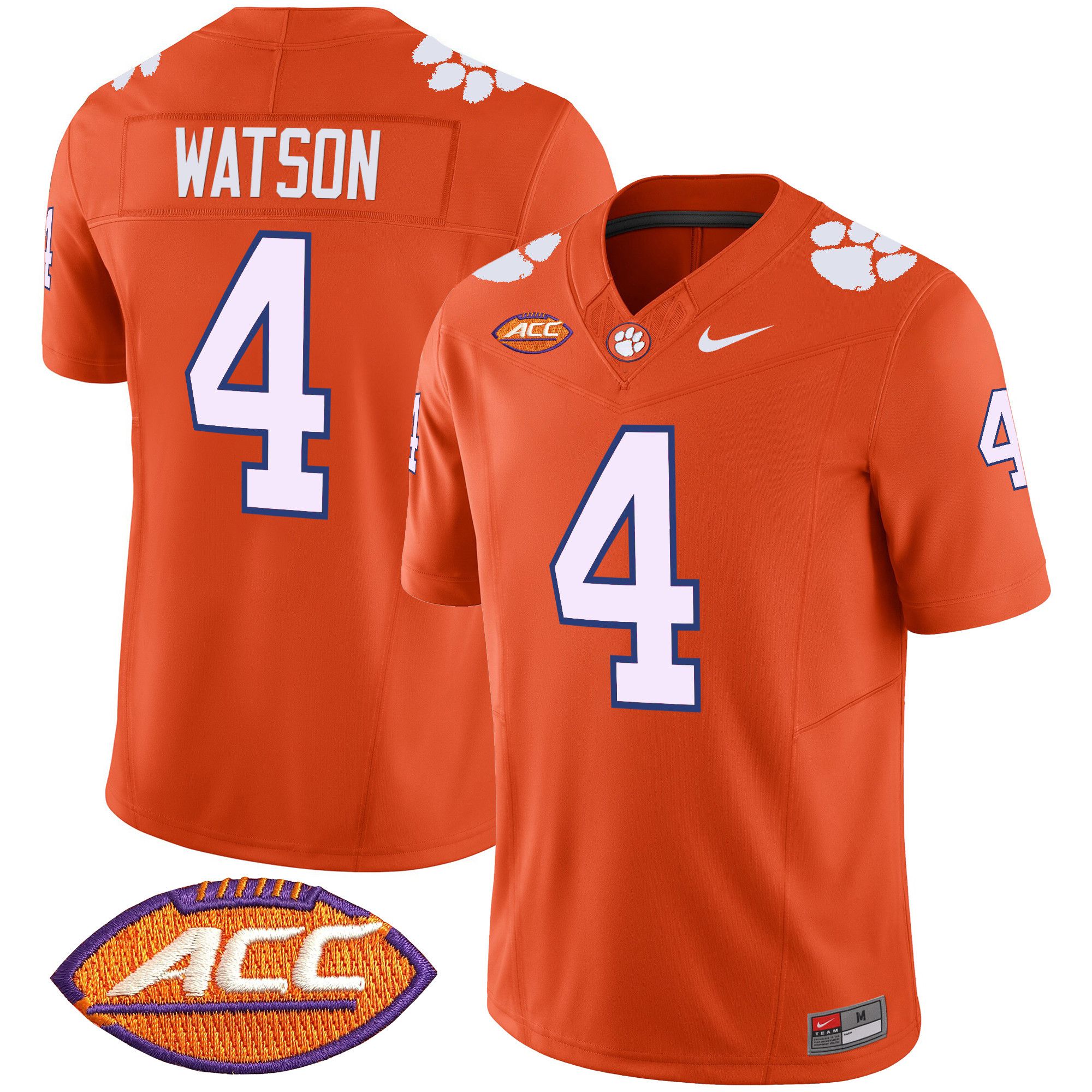 Men Clemson Tigers #4 Watson Orange 2024 Nike Vapor Limited NCAA Jersey style 1